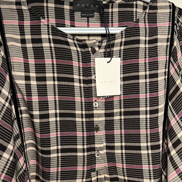 Hatch Maternity The Rose Plaid Flowy Blouse Size 3 - Picture 8 of 12